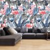 3D Wallpaper Animals Flamingos and Zebras