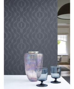 Boutique BT3410 Retro Linear Geometric wallpaper in navy & grey swatch