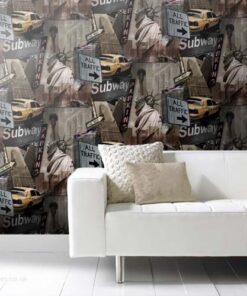 Ideco Home POB-002-01-6 Liberty New York Blue wallpaper in blue swatch