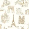 Ideco Home POB-24-01-8 Paris wallpaper in beige sketches swatch