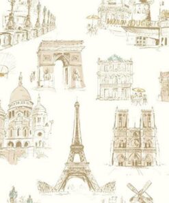 Ideco Home POB-24-01-8 Paris wallpaper in beige sketches swatch