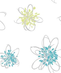 Intuition IN2001 Abstract Flowers wallpaper in lime swatch