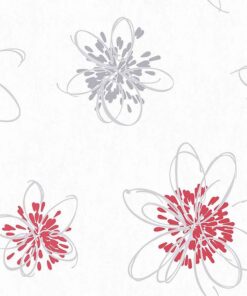 Intuition IN2003 Abstract Flowers wallpaper in red & grey swatch