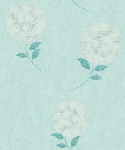 Intuition IN2107 Allium Flower Heads wallpaper in cream & teal swatch