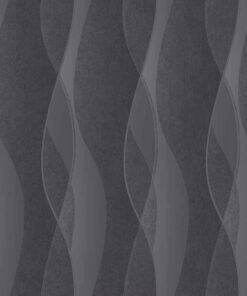 Intuition IN3301 Wave Stripe wallpaper in charcoal & silver swatch