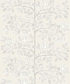 Jack 'n Rose LL-06-02-8 Tree With Owls And Birds wallpaper in grey swatch