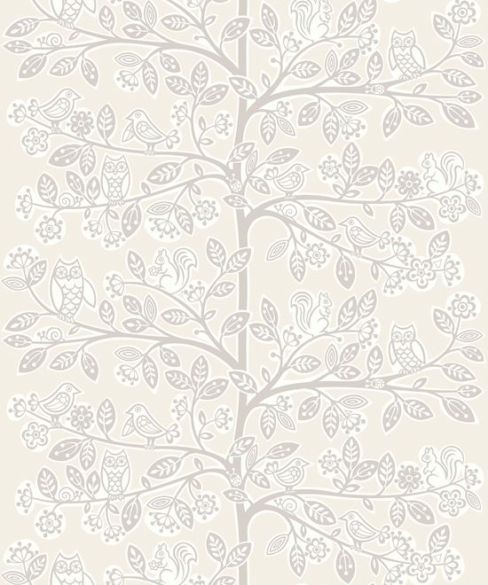 Jack 'n Rose LL-06-02-8 Tree With Owls And Birds wallpaper in grey swatch
