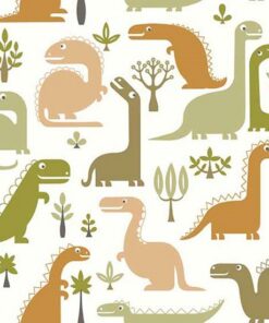 Jack 'n Rose LL-10-01-2 Dinosaurs wallpaper in green & orange swatch