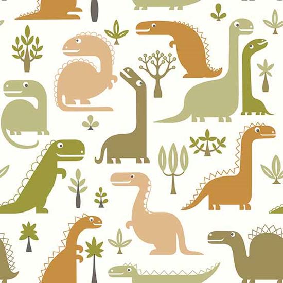 Jack 'n Rose LL-10-01-2 Dinosaurs wallpaper in green & orange swatch
