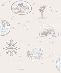 Jack 'n Rose LL-12-02-9 Surf Badges wallpaper in grey & multi swatch