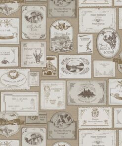 Splendour SD3002 Vintage Wine Labels wallpaper in sepia & taupe swatch